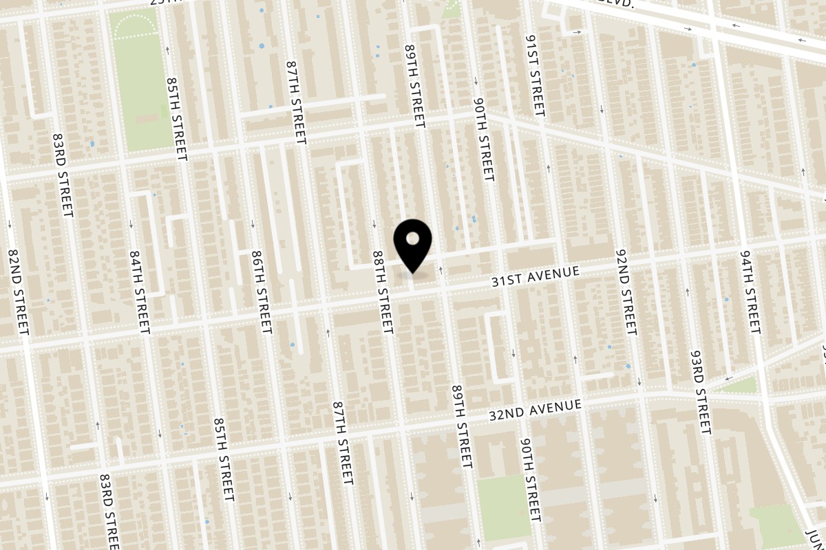 Map showing the location of Moon Cheese Restaurant on 88-11 31st Avenue in East Elmhurst